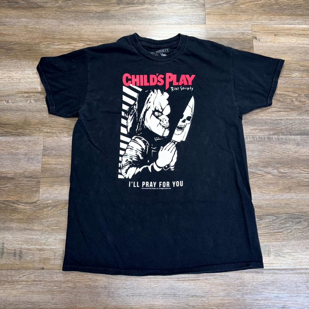 Riot Society Black Cotton Shirt Mens Medium Chucky Horror Movie Graphic Print